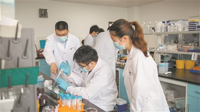 圖為國家級(jí)人才稱號(hào)獲得者、安徽醫(yī)科大學(xué)教授王華（左一）正在指導(dǎo)科研實(shí)驗(yàn)。受訪單位供圖