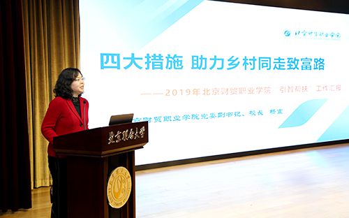 作為引智幫扶工作典型院校，北京財(cái)貿(mào)職業(yè)學(xué)院黨委副書記、院長(zhǎng)楊宜作主題交流發(fā)言
